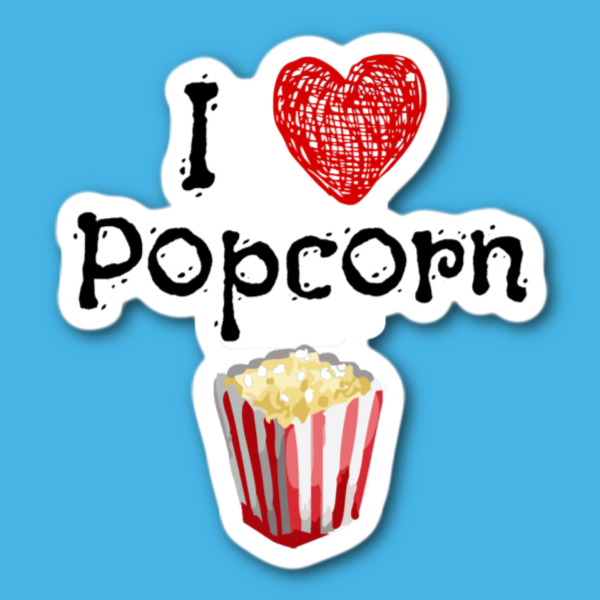 I Love Popcorn Sticker