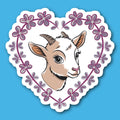 Goat In Floral Heart Sticker