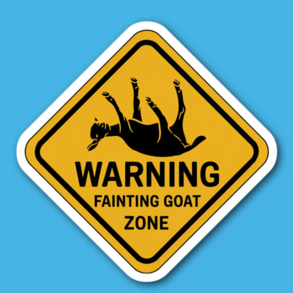 Warning Fainting Goat Zone Sign Sticker