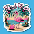 Beach Please Flamingo Sticker
