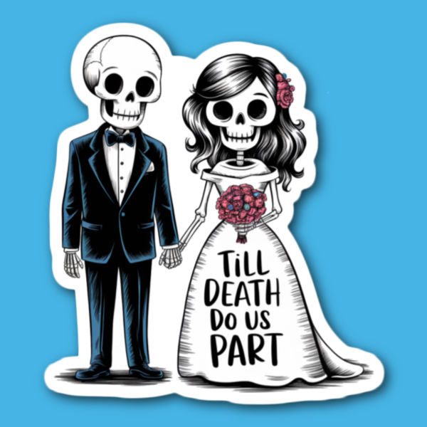 Till Death Do Us Part Skeleton Bride & Groom Sticker