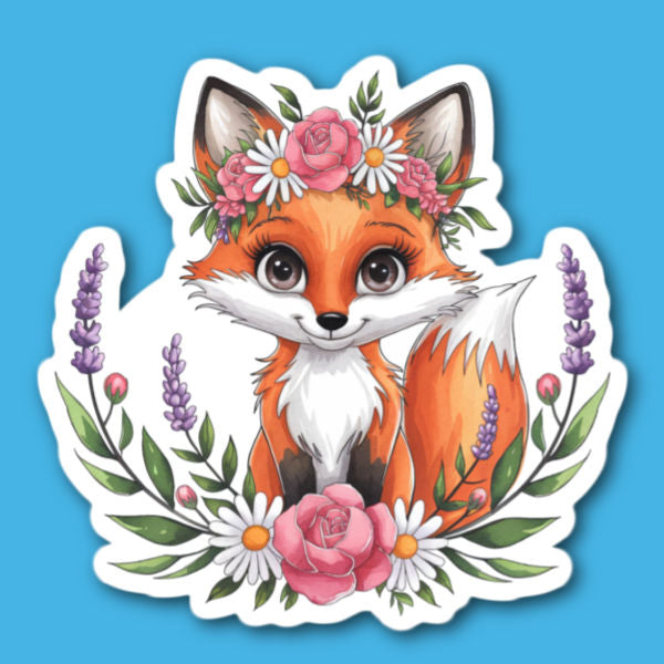 Floral Fox With Flower Crown Sticker