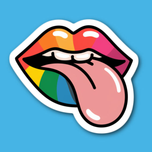Rainbow Pride Lips With Tongue Out Lesbian Sticker