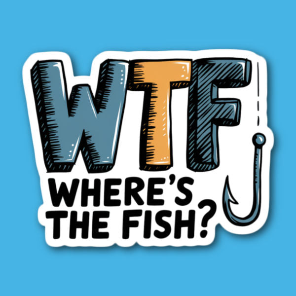 WTF Where's The Fish Fishing Sticker