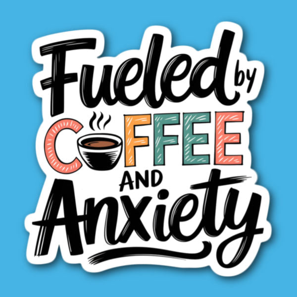 Fueled By Coffee And Anxiety Sticker