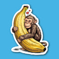 Monkey Hugging Banana Sticker