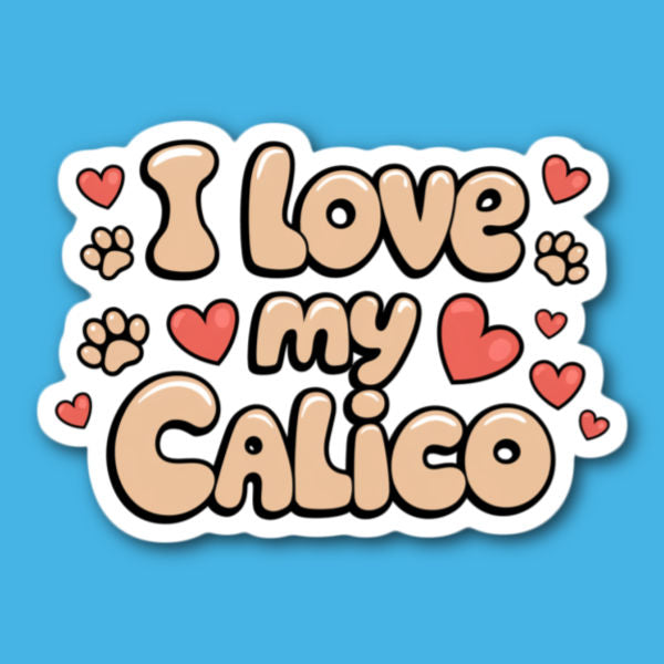 I Love My Calico Cat Sticker