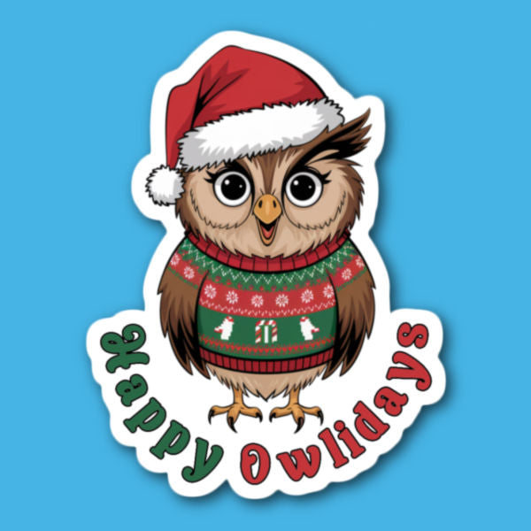 Happy Owlidays Owl Sticker