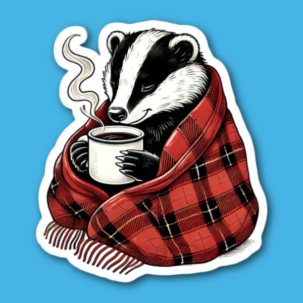 Badger With Hot Drink Sticker