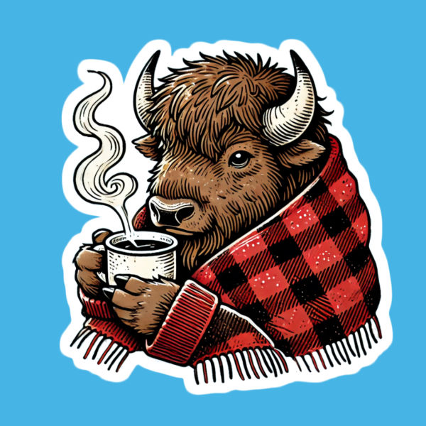 Bison With Hot Drink Sticker