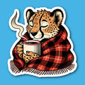 Cheetah With Hot Drink Sticker
