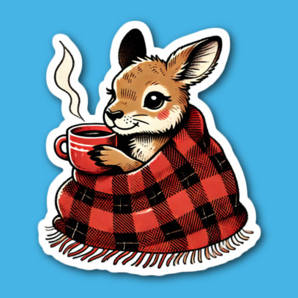 Kangaroo With A Hot Drink Sticker