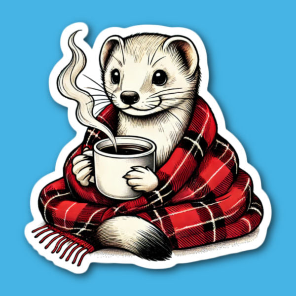 Weasel With Hot Drink Sticker