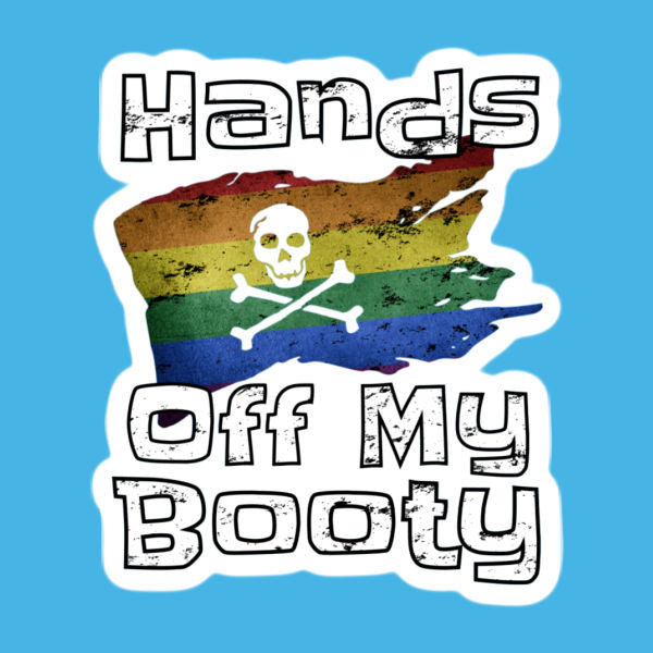 Hands Off My Booty Gay Pride Pirate Flag Sticker