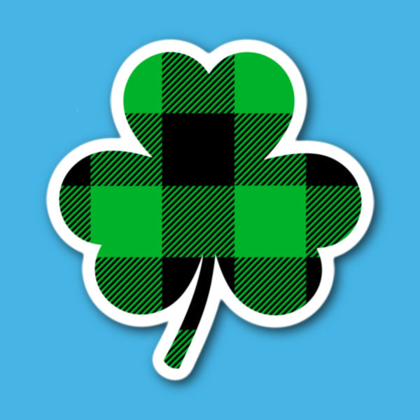 Green Plaid Shamrock Sticker