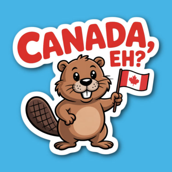 Canada Eh Beaver With Canadian Flag Sticker