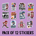Women's Hockey Sticker Pack - Includes 12 Stickers