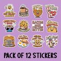 Breakfast Sticker Pack - Includes 12 Stickers