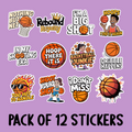 Basketball Sticker Pack - Includes 12 Stickers