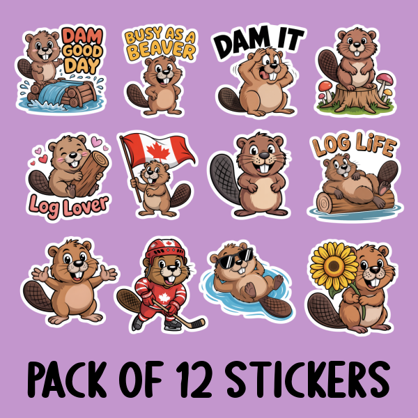 Beaver Sticker Pack - Includes 12 Stickers