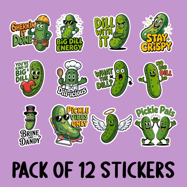 Pickle Sticker Pack - Includes 12 Stickers